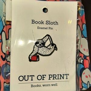 Out of Print Sloth with Red Book Enamel Pin